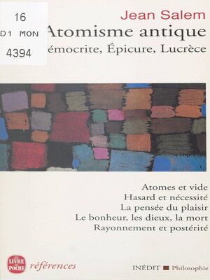 cover image of L'atomisme antique